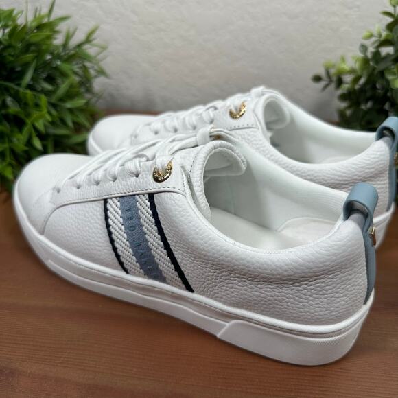 Ted Baker Women's Blue White Leather Sneakers Size 6 - Picture 4 of 9